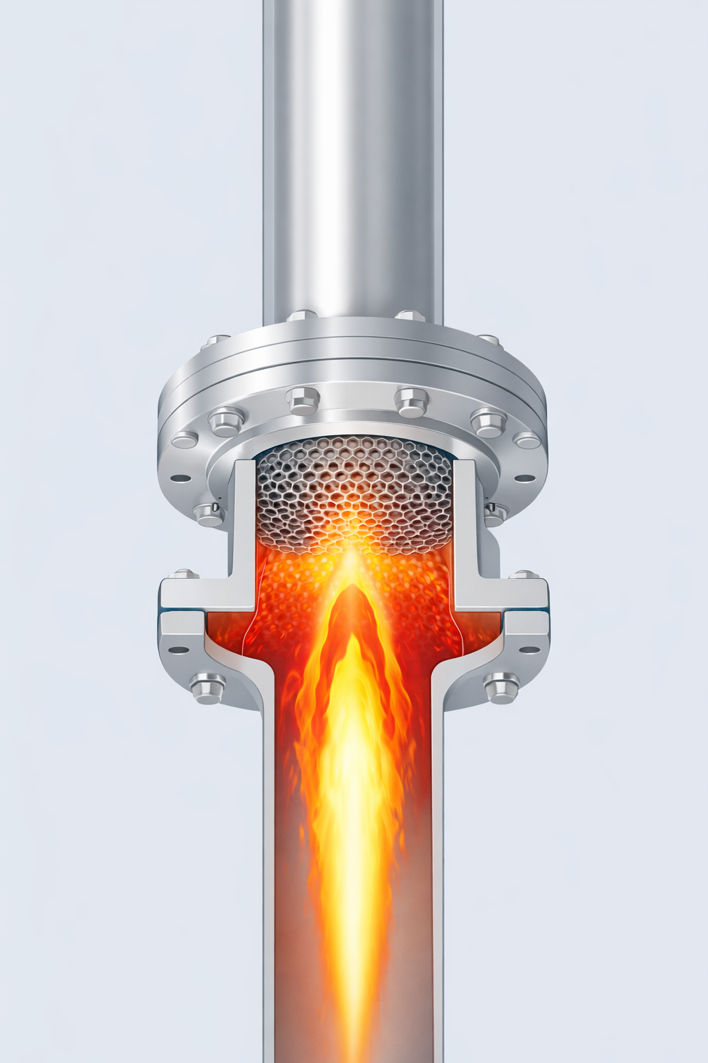 EF500DFIL in-line flame arrester in action