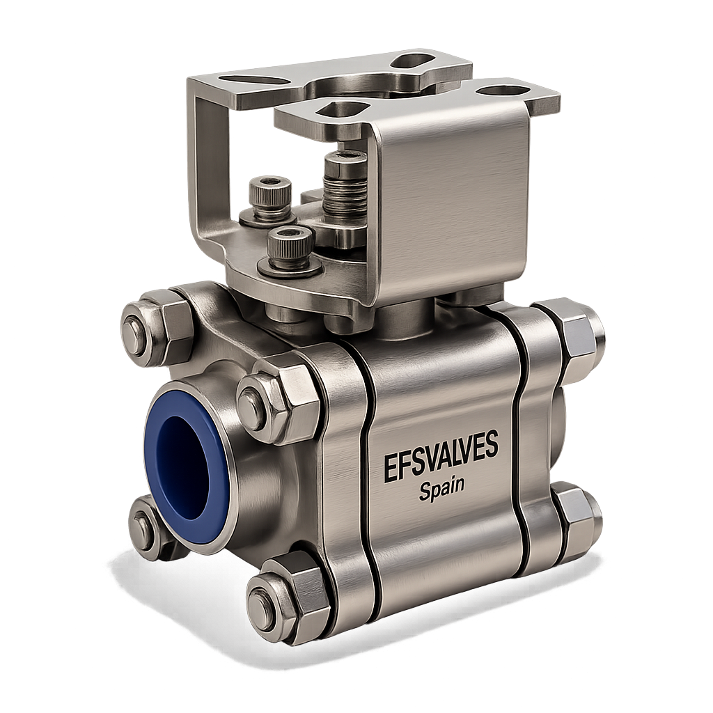 3 piece exotic alloy ball valve with ISO actuator bracket