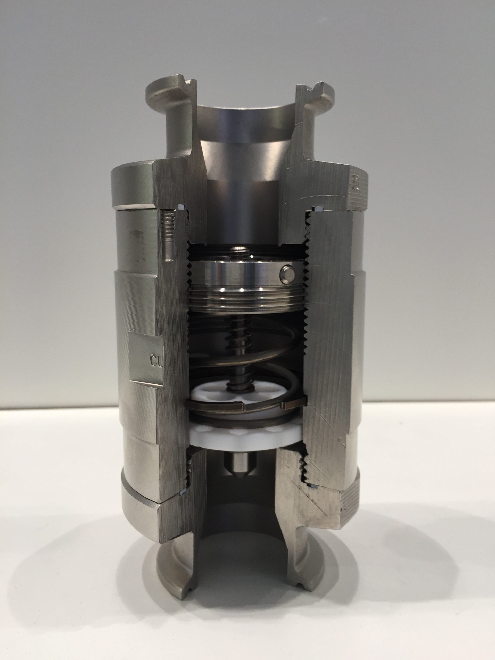 EF600 pressure and vacuum relief valve internal cutaway showing spring and seat assembly